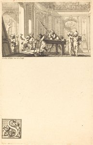 Putti egy kastély belső dekorációját készíti elő alkotó: Charles Nicolas Cochin II