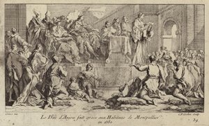 Lajos, Anjou hercege, VI. Károly francia király régense, hálát ad Montpellier népének