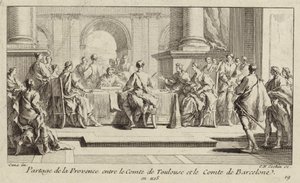 Provence felosztása Toulouse és Barcelona grófjai között, 1125 alkotó: Charles Nicolas II Cochin