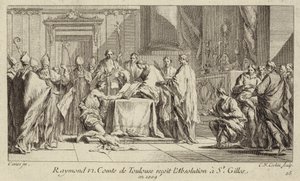 VI. Raymond, Toulouse grófja megalázta magát a St Gilles-templomban, hogy feloldják kiközösítését