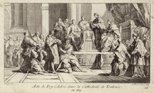 Bűnbánó katarok kinyilvánítják hitüket a katolikus vallásban a franciaországi Toulouse katedrálisban alkotó: Charles Nicolas II Cochin
