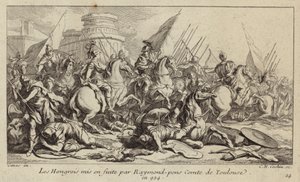 A magyar hadsereget Raymond Pons, Toulouse grófja vetette fel, 924 (metszet) alkotó: Charles Nicolas II Cochin