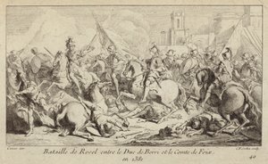 Berry herceg és Foix gróf seregei harcolnak a franciaországi Revel-i csatában alkotó: Charles Nicolas II Cochin