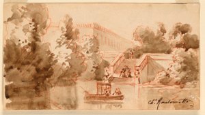 Képzeletbeli kilátás a Vaux-le-Vicomte kastélyra alkotó: Charles Nicolas Ransonnette