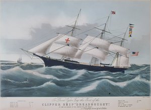 Amerikai vágóhajó „Dreadnought”, Nathaniel Currier (1813-88) litográfiája