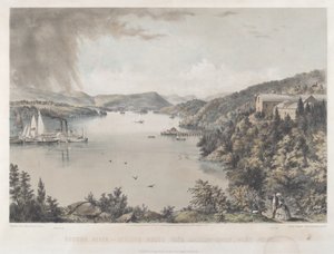 Hudson River portfólió: Délre nézve Battery Knoxból, West Pointból alkotó: Charles Parsons after Benjamin Bellows Grant Stone