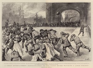 Olcsó szórakozás, iskolások a Tower Bridge-en, akik egy nagy gőzhajót néznek alkotó: Charles Paul Renouard