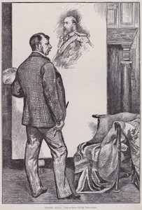 Frank Holl, fest a műtermében (metszet) alkotó: Charles Paul Renouard