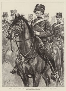 A 4. huszárezred katonái egy Aldershot-i terepnapon alkotó: Charles Paul Renouard