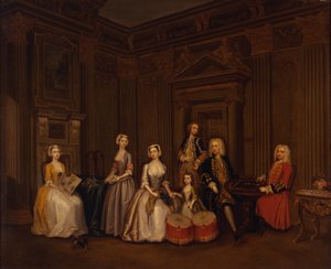 Algernon Seymour, Lord Hertford (később Somerset 7. hercege) portréja Tomkins Wardour ezredes, Browne ezredes, Lord Beauchamp, Frances, Lady Hertford, Lady Elizabeth Seymour és Miss Herbert társaságában.