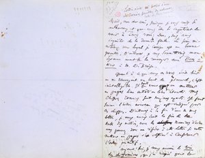 A Baudelaire szerkesztőjének, Auguste Poulet-Malassisnak (1825-78) írt levél 2. oldala a „Les Fleurs du Mal” c. 1857. február 20. (toll és tinta papíron) alkotó: Charles Pierre Baudelaire