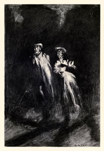 Egy gyertya fényét dobálták ide-oda lépéseikről” Robert Louis Stevenson (1850-1894) „Dr. Jekyll és Mr. Hyde különös esetéből”, Charles Raymond Macauley (1871-1934) illusztrálásával