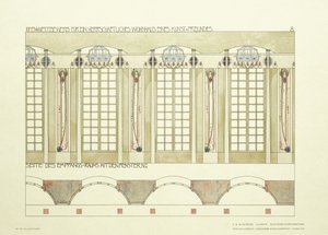 Fogadó- és zeneszoba, 1901 körül (színes litográfia) alkotó: Charles Rennie (after) Mackintosh