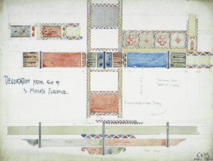 Dekoráció a S. Miniato-tetőről, Firenze, 1891 (ceruza és akvarell papíron) alkotó: Charles Rennie Mackintosh