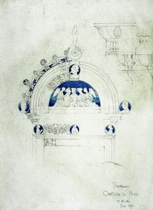 Ajtó, Certosa di Pavia, 1891 (ceruza és akvarell papíron) alkotó: Charles Rennie Mackintosh