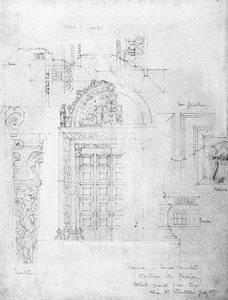Ajtó a kis kolostorban, Certosa di Pavia, 1891 alkotó: Charles Rennie Mackintosh