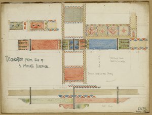 Tanulmányok dekoratív mennyezeti panelekről, San Miniato, Firenze, 1891 alkotó: Charles Rennie Mackintosh
