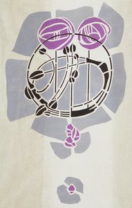 Modern reprodukció az eredeti Mackintosh stencil fali dekorációhoz, rózsa motívum, 1902 (poszter színe patronpapíron)
