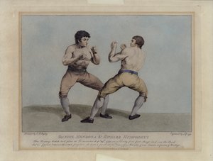 Daniel Mendoza és Richard Humphreys angol díjharcosok 1790. szeptember 29-i bokszmérkőzésükön (metszet) alkotó: Charles Reuben (after) Ryley