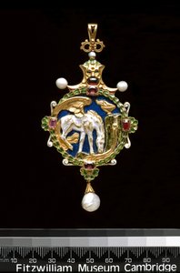 Medál: Pegazus iszik a Hippocrene-kútból (arany, zománc, gyöngy és wc) alkotó: Charles Ricketts