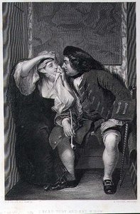 Toby bácsi és az özvegy, vésette Lumb Stocks (1812-92) (metszet) alkotó: Charles Robert (after) Leslie