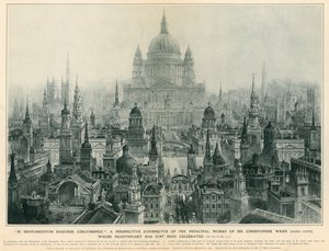 Sir Christopher Wren fő műveinek perspektivikus áttekintése