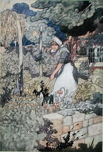 Egy házikókert, 1912-ben (színes litó) alkotó: Charles Robinson
