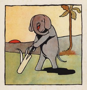 Badarság: Elefánt krikettezik (színes litográfia) alkotó: Charles Robinson