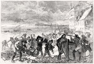 A Tay Bridge katasztrófája: A Broughty Ferry strandján roncsdarabok bukkantak fel alkotó: Charles Robinson