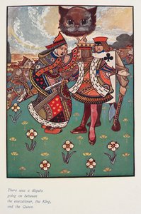 A hóhér, a király és a királyné között vita alakult ki.
A cheshire-i macska nézte. alkotó: Charles Robinson