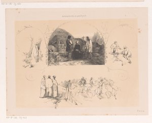Nő beszélget két férfival alkotó: Charles Rochussen