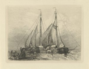 Vitorlás hajók a tengerparton alkotó: Charles Rochussen