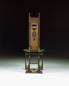 Oldalsó szék, áttört kialakítással, 1899 körül (faragott tölgy) alkotó: Charles Rohlfs