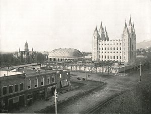 Az Assembly Hall, Tabernákulum és Mormon Templom, Salt Lake City, USA, 1895.