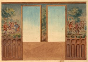 Terv a Portion of Stairway számára, Château-sur-Mer, Newport, Rhode Island alkotó: Charles Salagnad, French