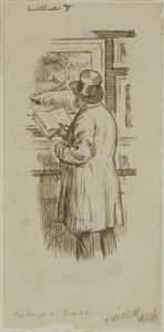 Ember a kiállításon alkotó: Charles Samuel Keene
