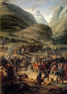 A francia hadsereg Bourg Saint Pierre-ben a Grand Saint-Bernard (Nagy Saint Bernard) átkeléséhez 1800.05.20. - Charles Thevenin (1764-1838) festménye alkotó: Charles Thevenin
