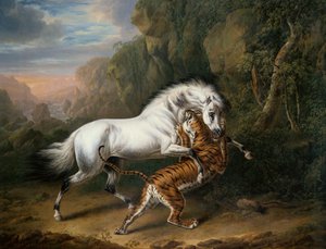 Egy tigris megtámad egy arab mént, 1824