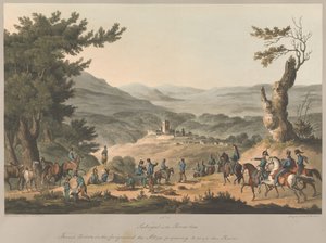 5. szám: Sabugal a Coa folyó partján – Előtérben francia őrszemek, a háttérben a szövetségesek a folyón való átkelésre készülnek. alkotó: Charles Turner