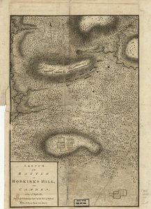 Vázlat a Hobkirks Hill-i csatáról, Camden közelében, 1781. április 25-én, közzétéve Londonban, 1794 alkotó: Charles Vallancey