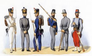 A francia hadsereg egyenruhái: fegyelmi társaságok alkotó: Charles Vernier