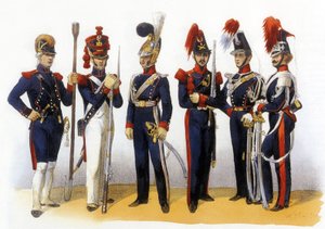 A francia hadsereg egyenruhája: Nemzetőrség (tüzérség és lovasság) 18-19. század, Charles Vernier metszete (1831-1887)