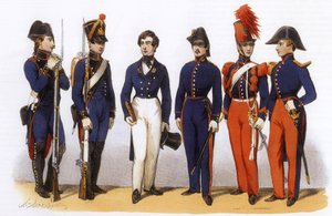 A francia hadsereg egyenruhái: vezérkar és a lovasság. alkotó: Charles Vernier