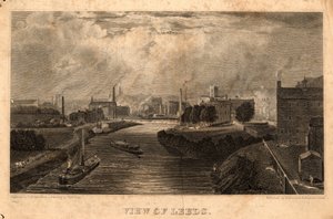 Leeds látképe, J. Cousen metszete, 1827 előtt (metszet)