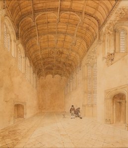 Crosby Hall (No.2), 1818 körül (akvarell, papír) alkotó: Charles Wild