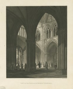 Lichfield katedrális belseje - Hajó: akvatinta metszet alkotó: Charles Wild