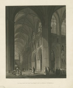 Lichfield katedrális belseje - Hajó: akvatinta metszet alkotó: Charles Wild