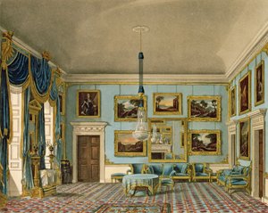 A Blue Velvet szoba a Buckingham House-ban, Daniel Havell metszetével alkotó: Charles Wild