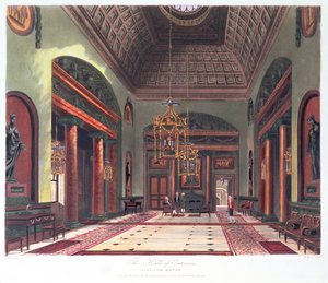 The Entrance Hall, Carlton House, metszett R. Reeve, pub. 1819, W.H.Pyne alkotó: Charles Wild