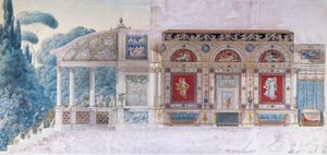 Tervezés egy Hotel Particulier számára a Champs Elysees-n Hortense de Beauharnais (1783-1837), Holland királynő számára (wc papíron) alkotó: Charles and Fontaine Percier